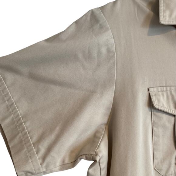 Vintage 90s LL Bean Safari Shirt Dress Large โ Khaki Button Up Utility Style - Picture 9 of 16